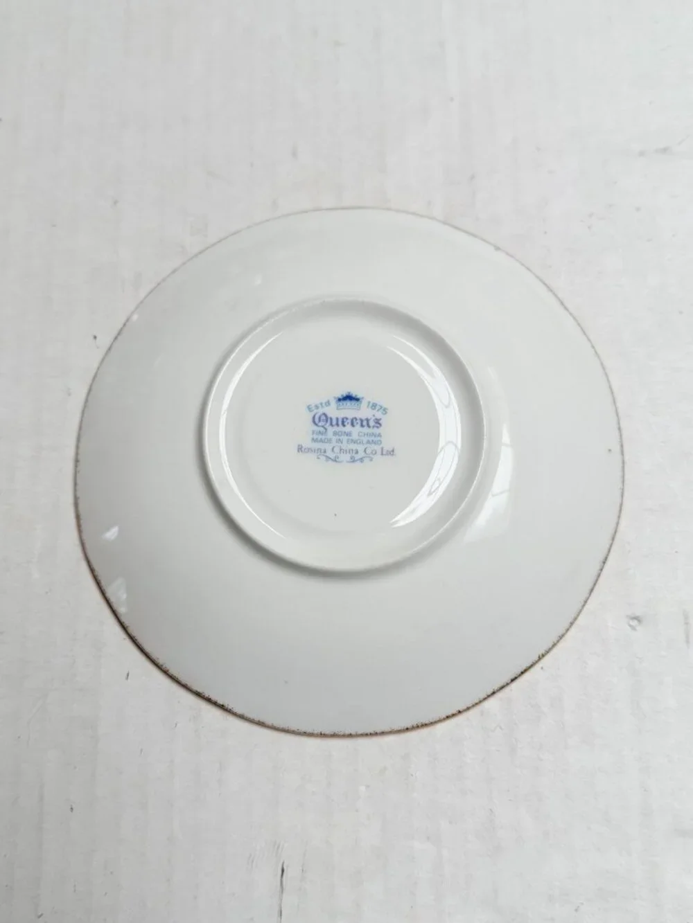 Vintage Rosina China Co Ltd Queen's Fine Bone China Saucer Plate Made In England